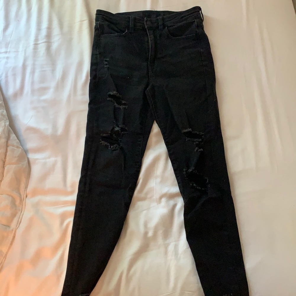 American Eagle Black ripped skinny jeans